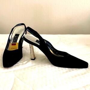 Stuart Weitzman Black Slingback Pumps with a Sparkle Spike Heel Size 5.5